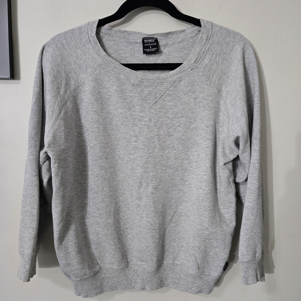 Bonds Cotton Polyester 3/4 Sleeve Cropped Sweatshirt,  S, EUC